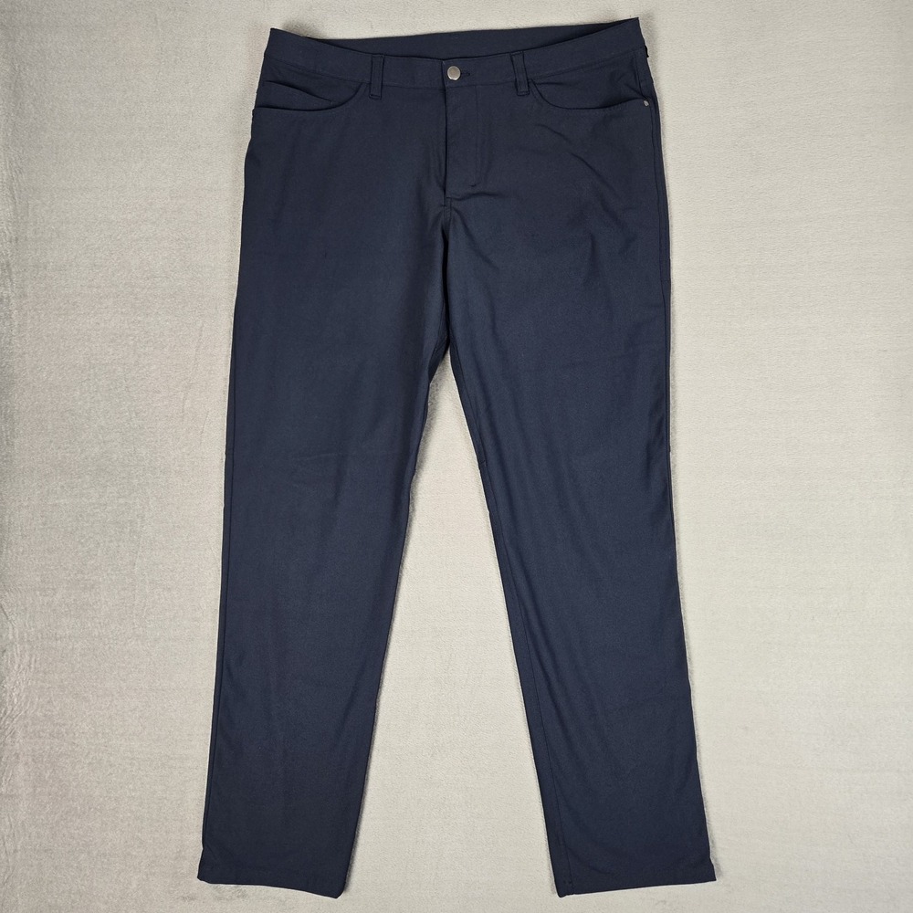 Lululemon ABC Pants Mens 36x33 Classic Fit 5 Pocket Navy M5426S Warpstreme